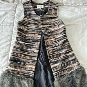 Tweed faux fur vest dress.  Size small.  Can be work as a vest or a dress